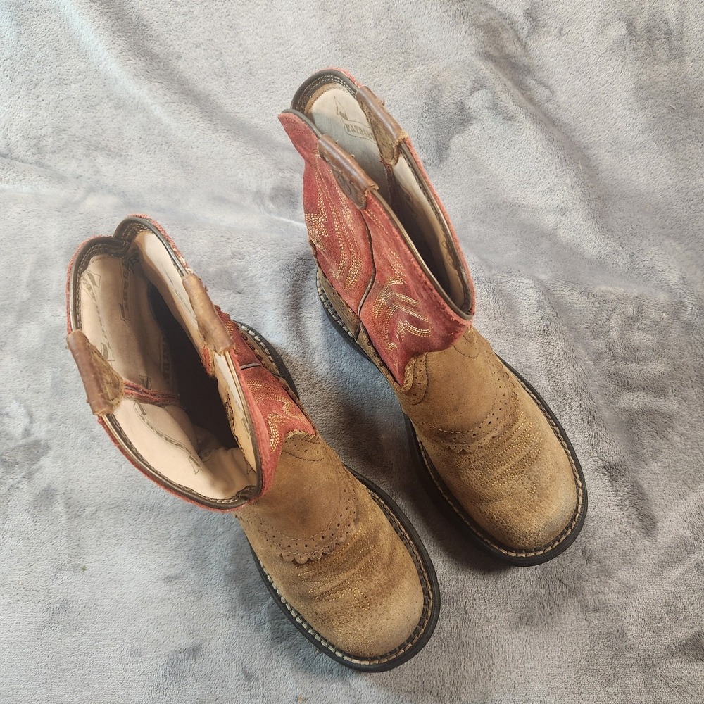 Ariat Boots Womens 7 Brown Red Leather Fatbaby Cowgirl Western 10014079 - Picture 7 of 9
